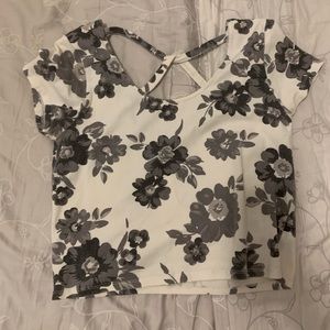 White and Gray floral tee